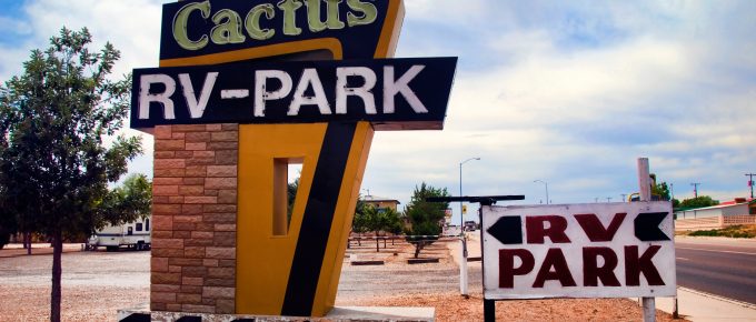 Cactus RV park entrance sign