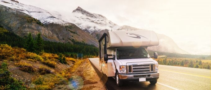 Photograph of Motorhome At Sunset On Mountain Park Highway